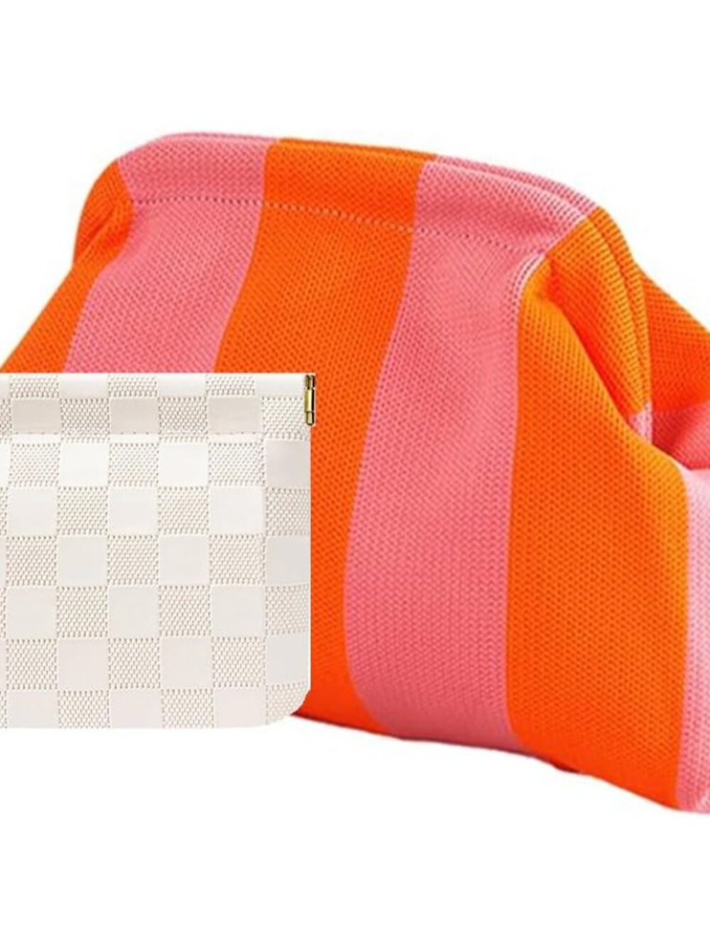 Clutch Purses for Women,Woven Crochet Bag&Cosmetic Bag Dumpling Striped Cloud Pu